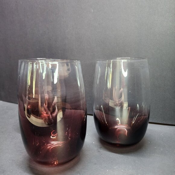 Dansk Glasscapes Amethyst Tumbler Stemless Wine Glasses Purple 5.5'' - Set of 3 - Picture 3 of 9